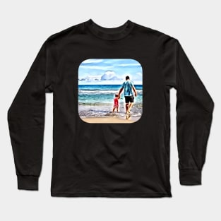 Father and child beach passive income Long Sleeve T-Shirt